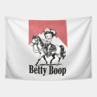 Cowgirl Betty Boop Riding Horse Marlboro Cigarettes T-shirts Tapestry