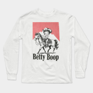Cowgirl Betty Boop Riding Horse Marlboro Cigarettes T-shirts Long Sleeve T-Shirt