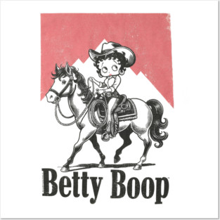 Cowgirl Betty Boop Riding Horse Marlboro Cigarettes T-shirts Posters and Art
