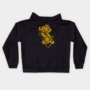 Tiger Cat Tropical Vibes Kids Hoodie
