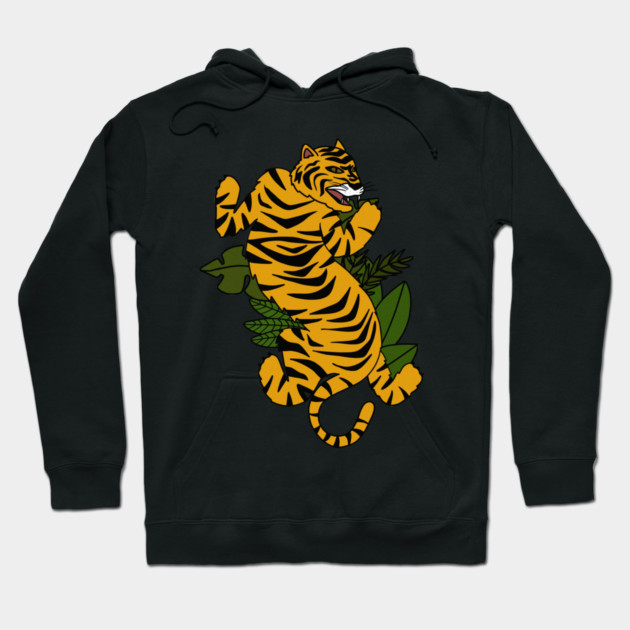 Tiger Cat Tropical Vibes Hoodie by logiamerch