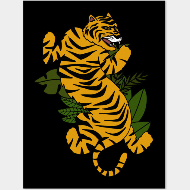 Tiger Cat Tropical Vibes Wall Art by logiamerch