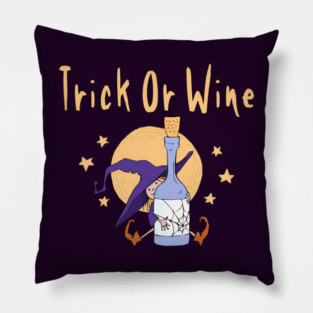 Trick or Wine Funny Halloween Wiccan Pagan Cheeky Witch® Pillow