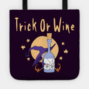Trick or Wine Funny Halloween Wiccan Pagan Cheeky Witch® Tote
