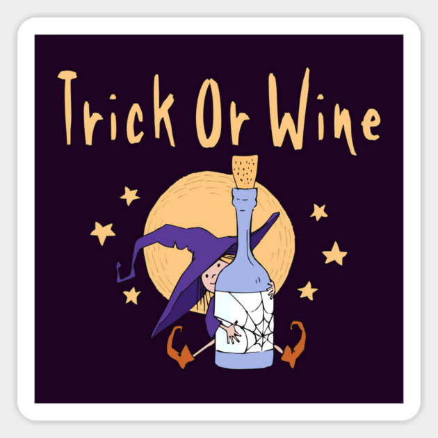Trick or Wine Funny Halloween Wiccan Pagan Cheeky Witch® Sticker by Cheeky Witch