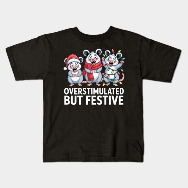 Overstimulated-But-Festive Kids T-Shirt by Creatifly Graphic Tees