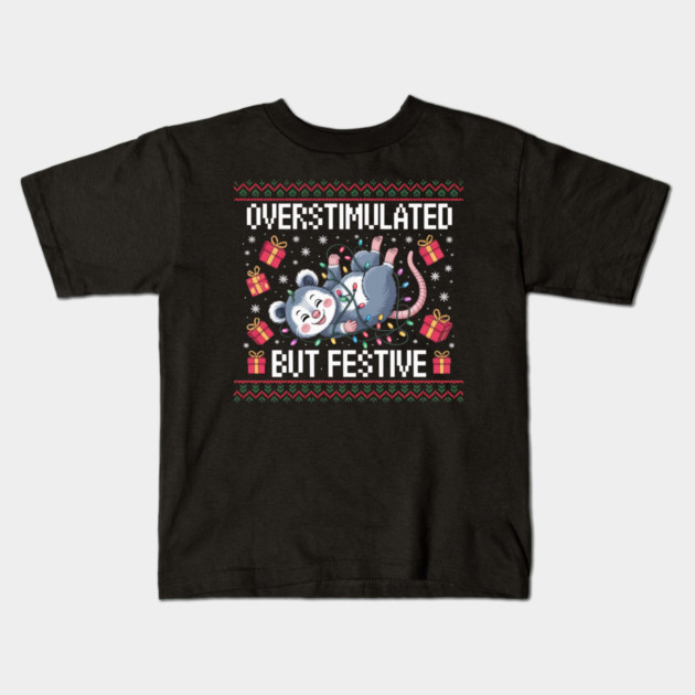 Overstimulated-But-Festive Kids T-Shirt by Creatifly Graphic Tees