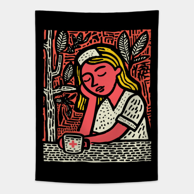 Tired Nurse Life - The Quiet Moments Tapestry by TuncGK