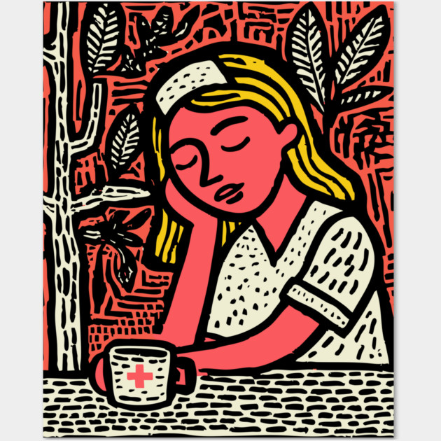 Tired Nurse Life - The Quiet Moments Wall Art by TuncGK