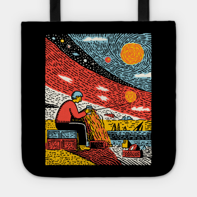 The Solitary Artisan - Knitting the Cosmic Tapestry Tote by TuncGK