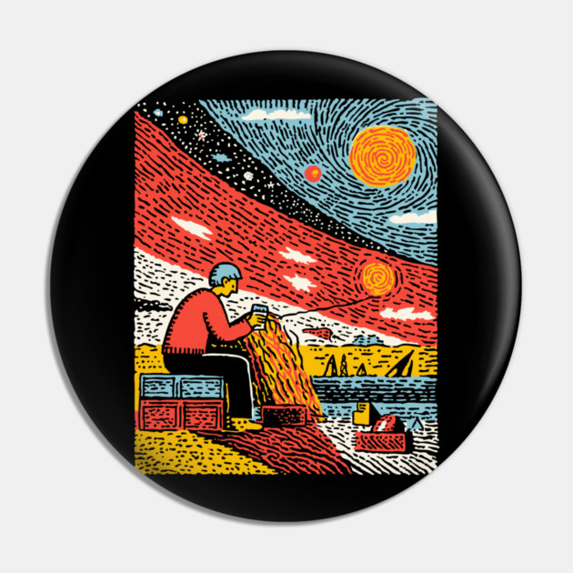 The Solitary Artisan - Knitting the Cosmic Tapestry Pin by TuncGK