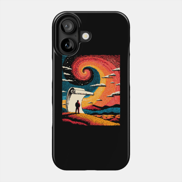 Unrolling the Night - The Cosmic Storyteller Phone Case by TuncGK