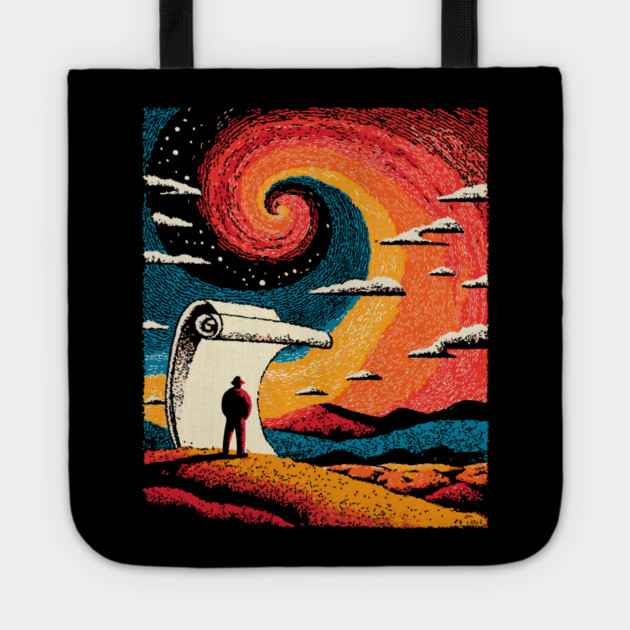 Unrolling the Night - The Cosmic Storyteller Tote by TuncGK
