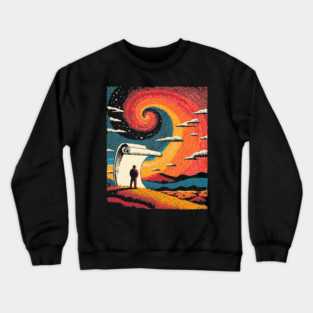 Unrolling the Night - The Cosmic Storyteller Crewneck Sweatshirt