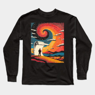 Unrolling the Night - The Cosmic Storyteller Long Sleeve T-Shirt