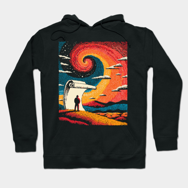 Unrolling the Night - The Cosmic Storyteller Hoodie by TuncGK