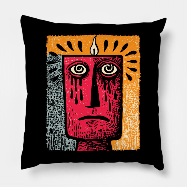 Abstract Portrait - The Oppressive Summer Heat Pillow by TuncGK
