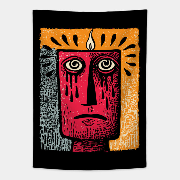 Abstract Portrait - The Oppressive Summer Heat Tapestry by TuncGK