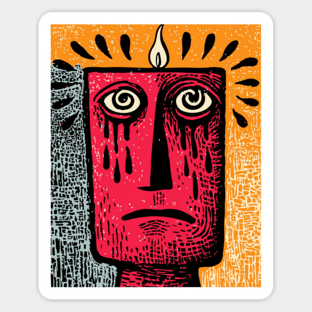 Abstract Portrait - The Oppressive Summer Heat Magnet by TuncGK