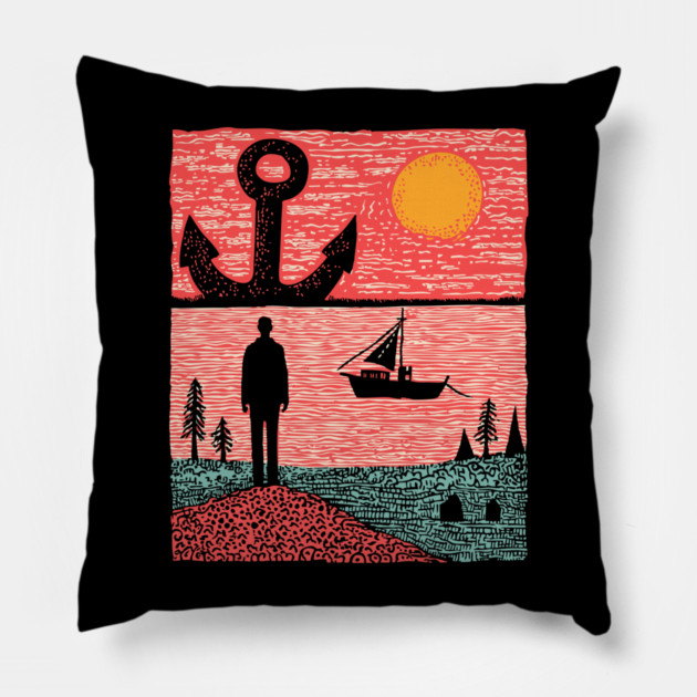 Existential Sadness - The Anchor of Melancholy Pillow by TuncGK