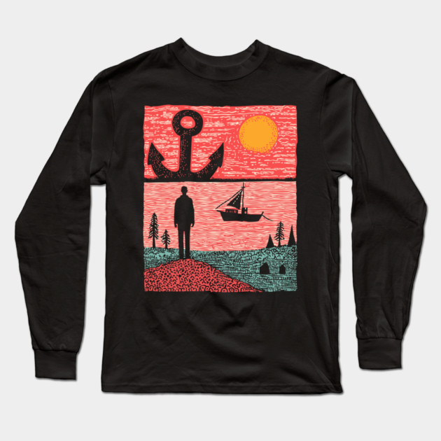 Existential Sadness - The Anchor of Melancholy Long Sleeve T-Shirt by TuncGK