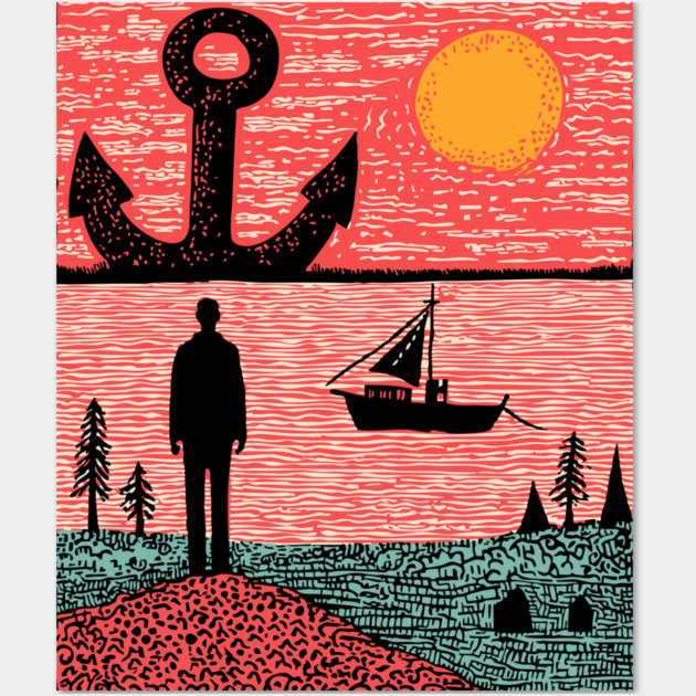 Existential Sadness - The Anchor of Melancholy Wall Art by TuncGK