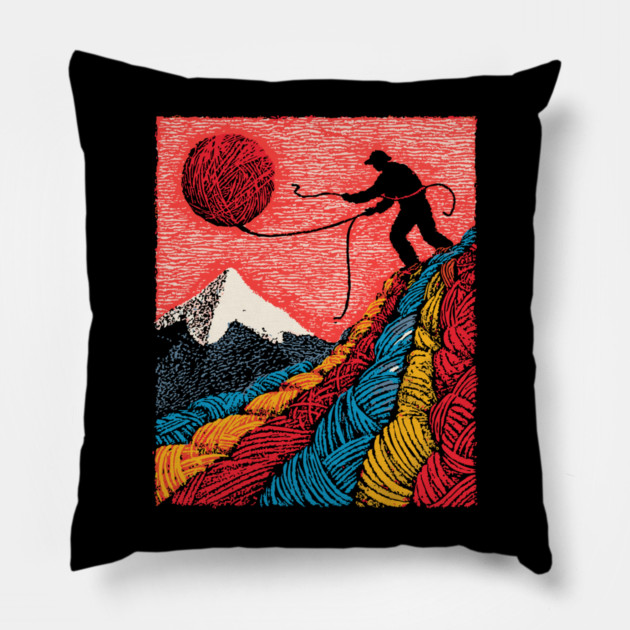 Metaphysical Art - Knitting a New Reality Pillow by TuncGK