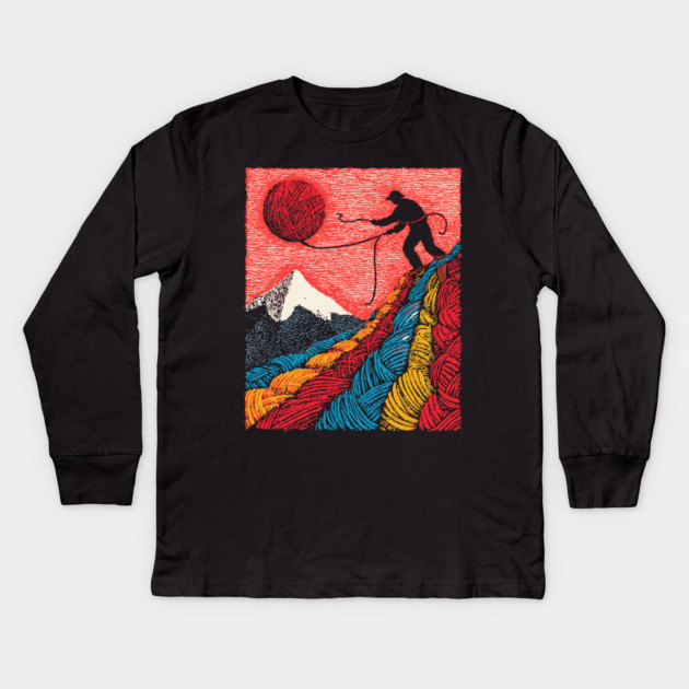 Metaphysical Art - Knitting a New Reality Kids Long Sleeve T-Shirt by TuncGK