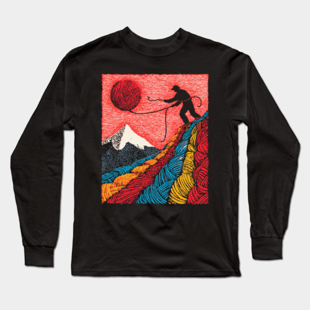 Metaphysical Art - Knitting a New Reality Long Sleeve T-Shirt by TuncGK