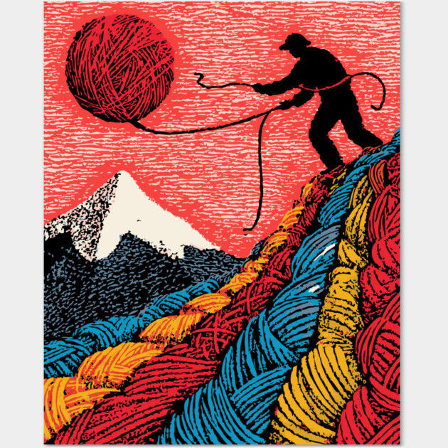 Metaphysical Art - Knitting a New Reality Wall Art by TuncGK