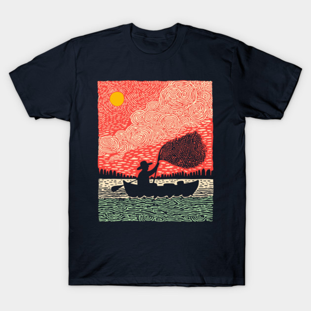 The Surreal Fisherman - Casting a Net to the Sky T-Shirt by TuncGK