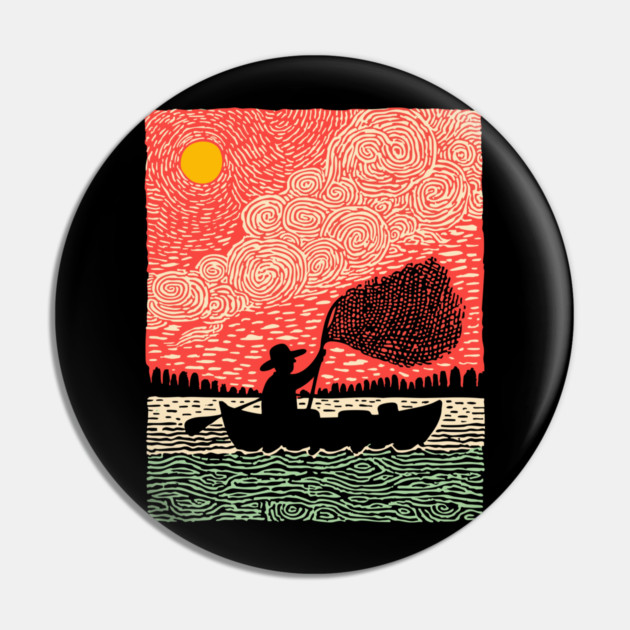 The Surreal Fisherman - Casting a Net to the Sky Pin by TuncGK