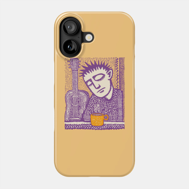 Melancholy Musician - The Guitar and Coffee Blues Phone Case by TuncGK