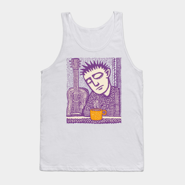 Melancholy Musician - The Guitar and Coffee Blues Tank Top by TuncGK