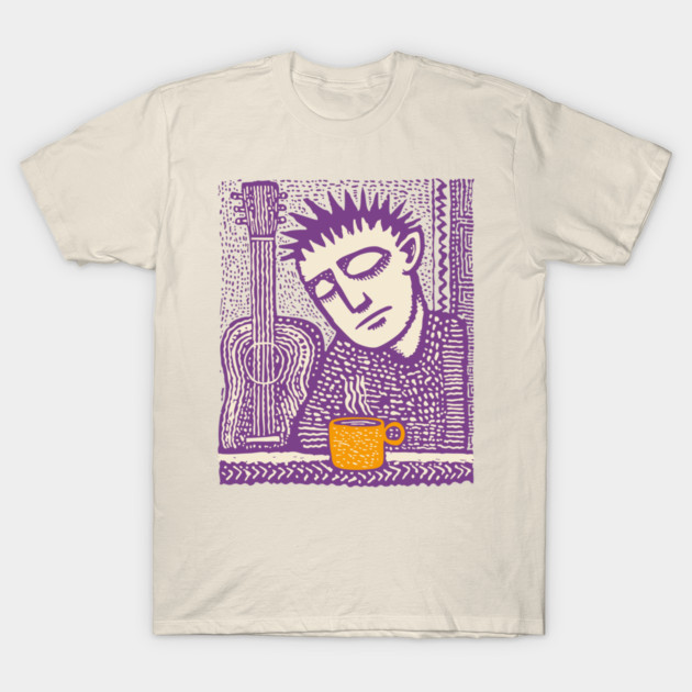 Melancholy Musician - The Guitar and Coffee Blues T-Shirt by TuncGK