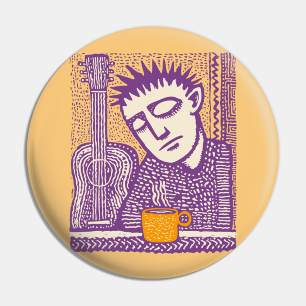 Melancholy Musician - The Guitar and Coffee Blues Pin by TuncGK