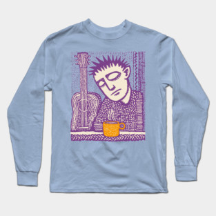 Melancholy Musician - The Guitar and Coffee Blues Long Sleeve T-Shirt