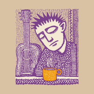Melancholy Musician - The Guitar and Coffee Blues T-Shirt