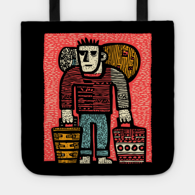 The Wanderer - A Modern Hobo's Journey Tote by TuncGK