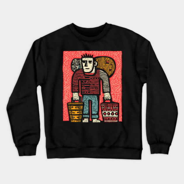 The Wanderer - A Modern Hobo's Journey Crewneck Sweatshirt by TuncGK