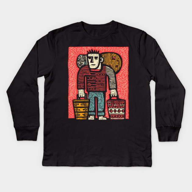 The Wanderer - A Modern Hobo's Journey Kids Long Sleeve T-Shirt by TuncGK
