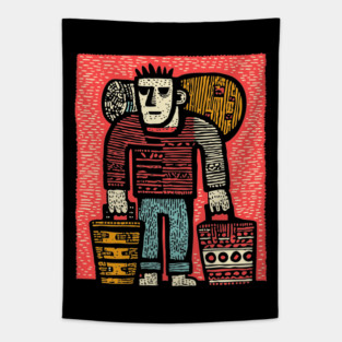 The Wanderer - A Modern Hobo's Journey Tapestry