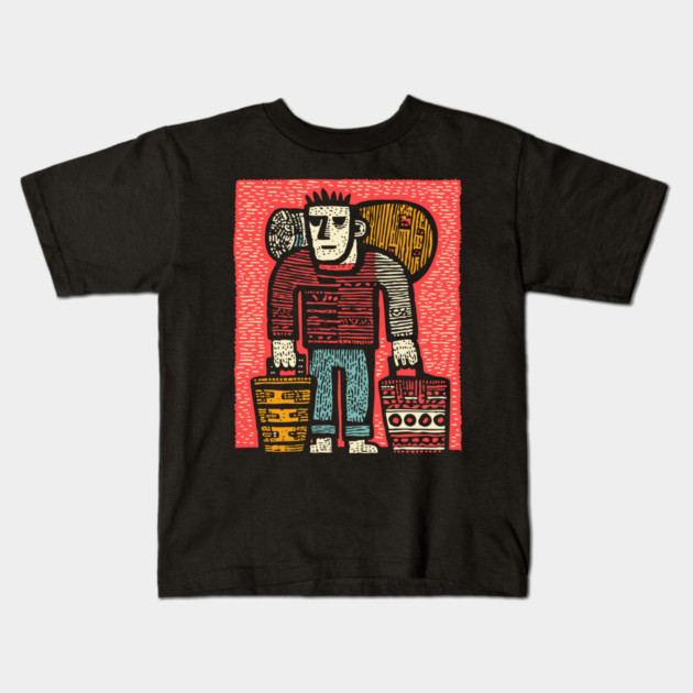 The Wanderer - A Modern Hobo's Journey Kids T-Shirt by TuncGK