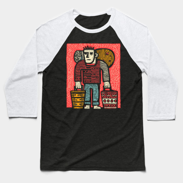 The Wanderer - A Modern Hobo's Journey Baseball T-Shirt by TuncGK