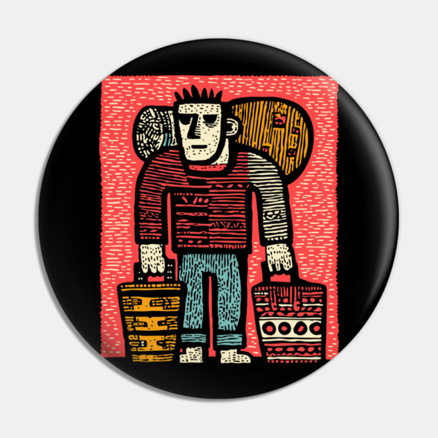 The Wanderer - A Modern Hobo's Journey Pin by TuncGK