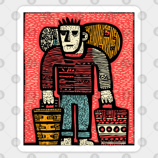 The Wanderer - A Modern Hobo's Journey Sticker by TuncGK