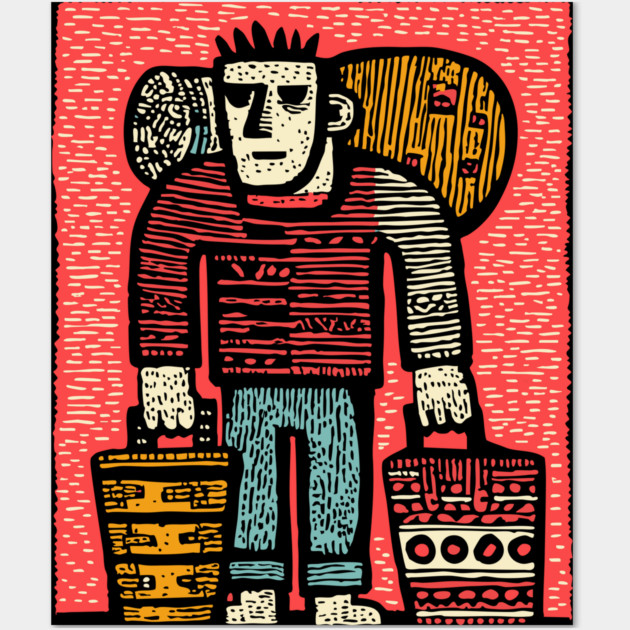 The Wanderer - A Modern Hobo's Journey Wall Art by TuncGK