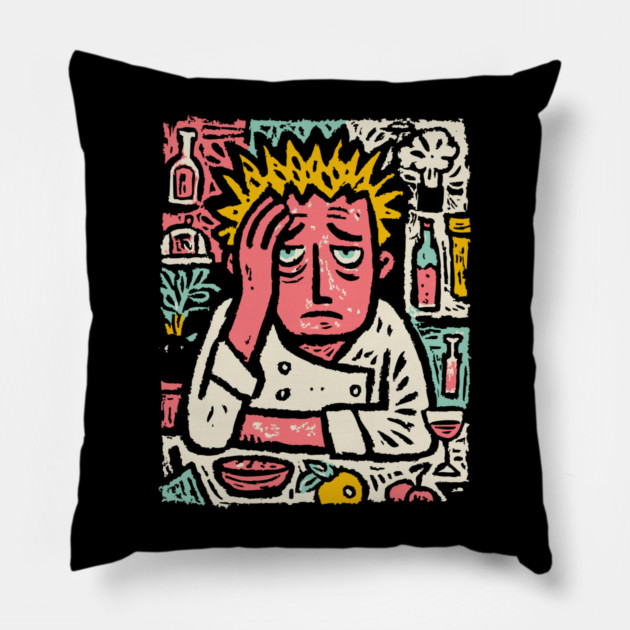 Frustrated Chef Life - The Agony of the Kitchen Pillow by TuncGK