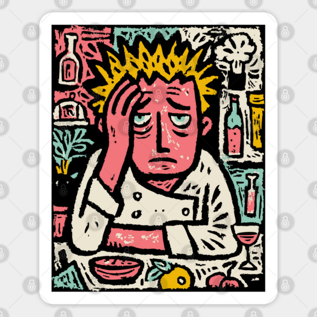 Frustrated Chef Life - The Agony of the Kitchen Sticker by TuncGK