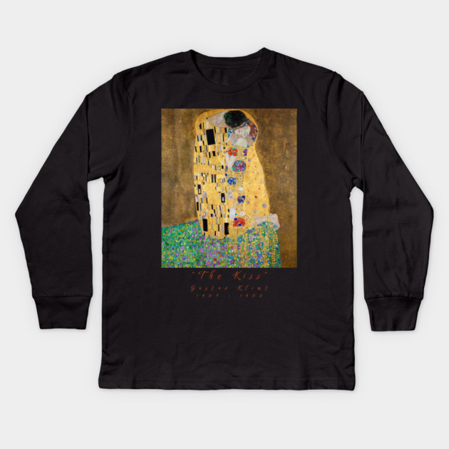 Gustav Klimt The Kiss T-Shirt, Art Nouveau Shirt, Famous Painting Tee, Gold Art Shirt, Artistic Clothing, Aesthetic TShirt for Art Lovers Kids Long Sleeve T-Shirt by Art2Wear